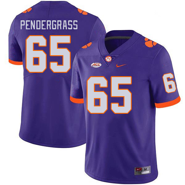 Men's Clemson Tigers Chapman Pendergrass #65 College Purple NCAA Authentic Football Stitched Jersey 23AS30NF